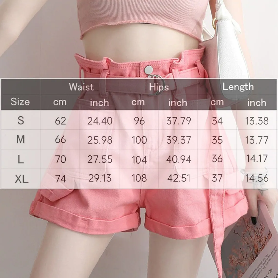 Vintage Pink Elastic Pleated Wide Leg Shorts