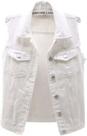 Women's Candy Color Slim Fit Sleeveless Distressed Denim Jean Vest Jacket